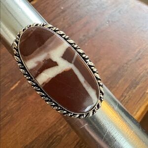 Jasper Oval Stamped 925 Silver Ring